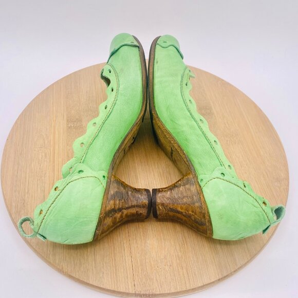Rovers Shoes Womens 8.5 39 Green Leather Scalloped Pumps - Picture 9 of 11